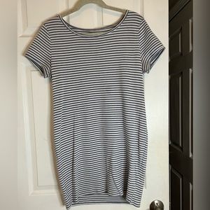 Baby blue and white striped dress